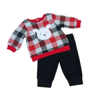 2pc Red Plaid Puppy Pant Set