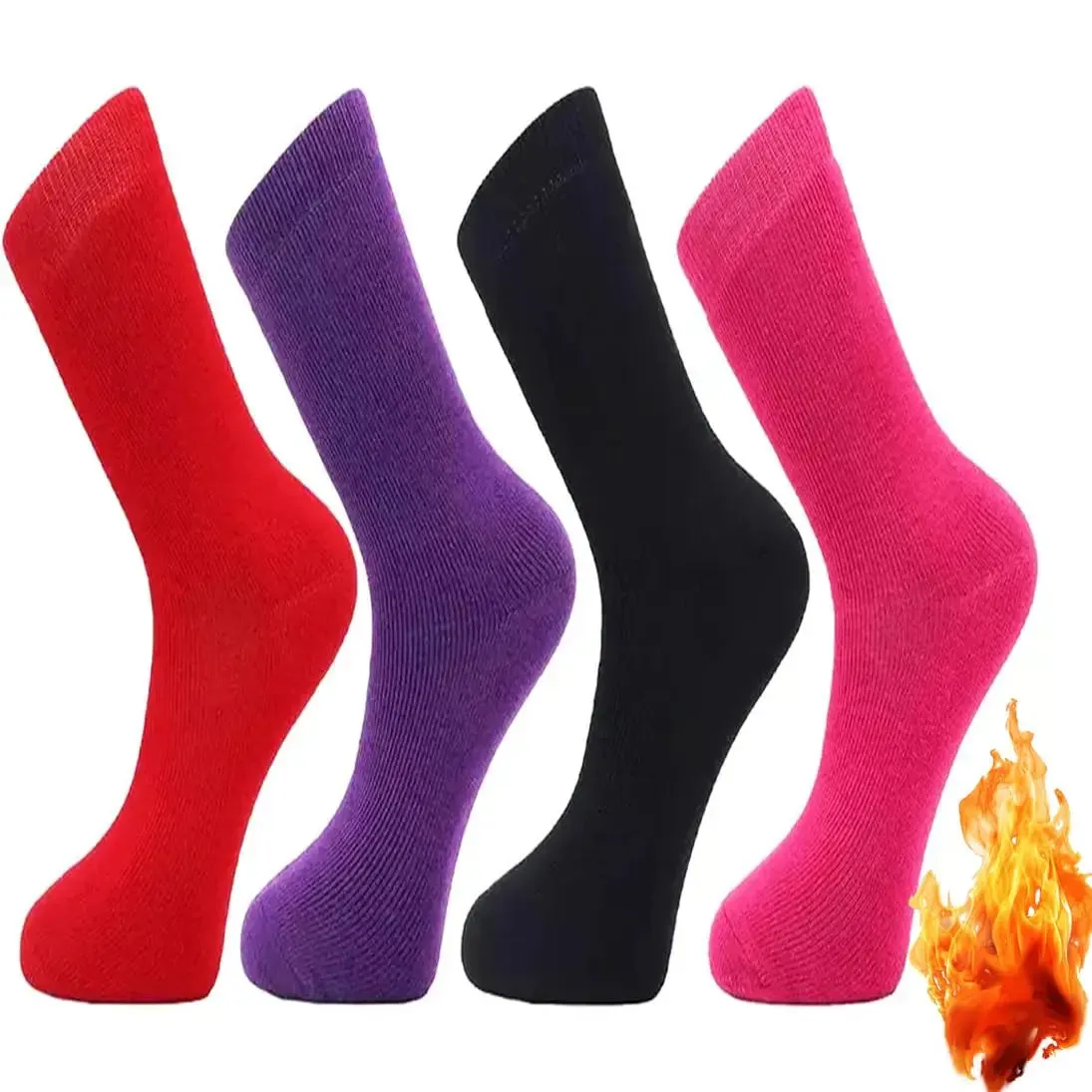 4 Pairs Ladies Thermal Extra Warm Heat Insulated Soft Thick Socks for Boots Ski Hiking Outdoor Work 1.6 TOG Xmas Stocking Filler 4-7 UK/EU 37-39 -Ladies Heat Insulated Socks