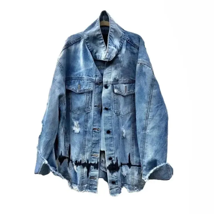 Aesthetic Vinyl Disc Denim Jacket