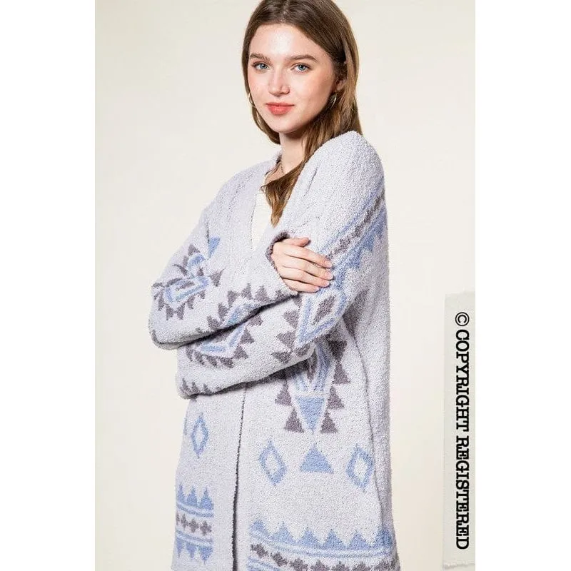 Aztec graphic knit soft cozy sweater cardigan