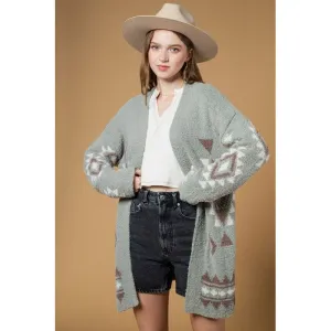 Aztec graphic knit soft cozy sweater cardigan