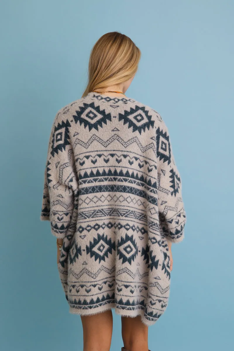 Aztec Soft Knit cardigan with Tribal Print - Western Vibe 🌵