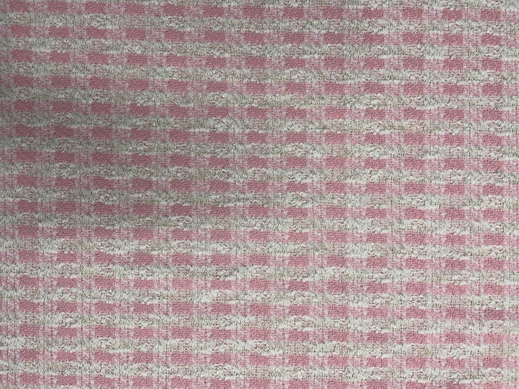 Baby Pink Check Tweed Fabric