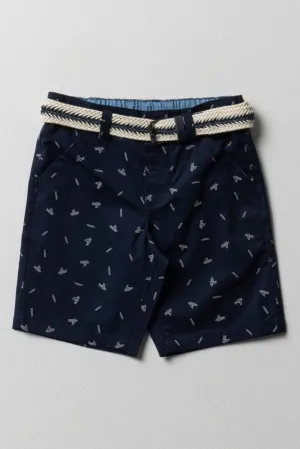 Belted Chino Shorts Navy