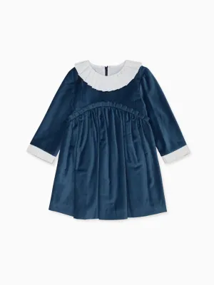 Blue Aurelia Velvet Girl Empire Dress