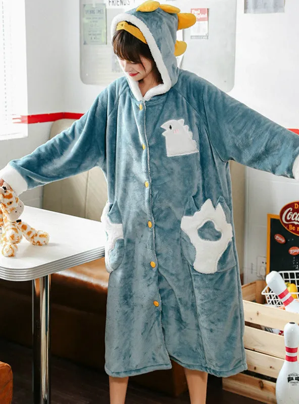 Blue Dinosaur Pocket Women Fashion Pajamas