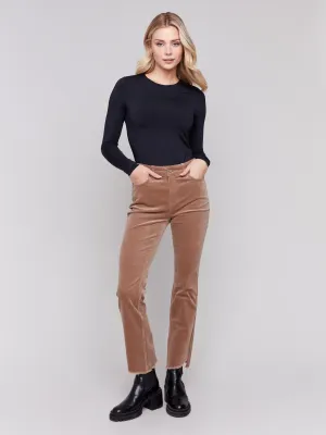 Bootcut Corduroy Pants With Asymmetrical Hem - Truffle