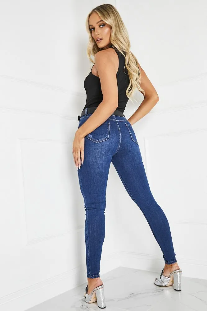 CASSIDY Blue Denim High Waisted Skinny Jeans