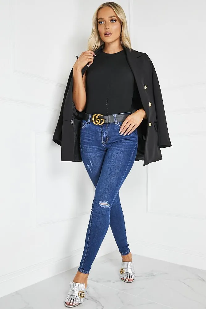 CASSIDY Blue Denim High Waisted Skinny Jeans