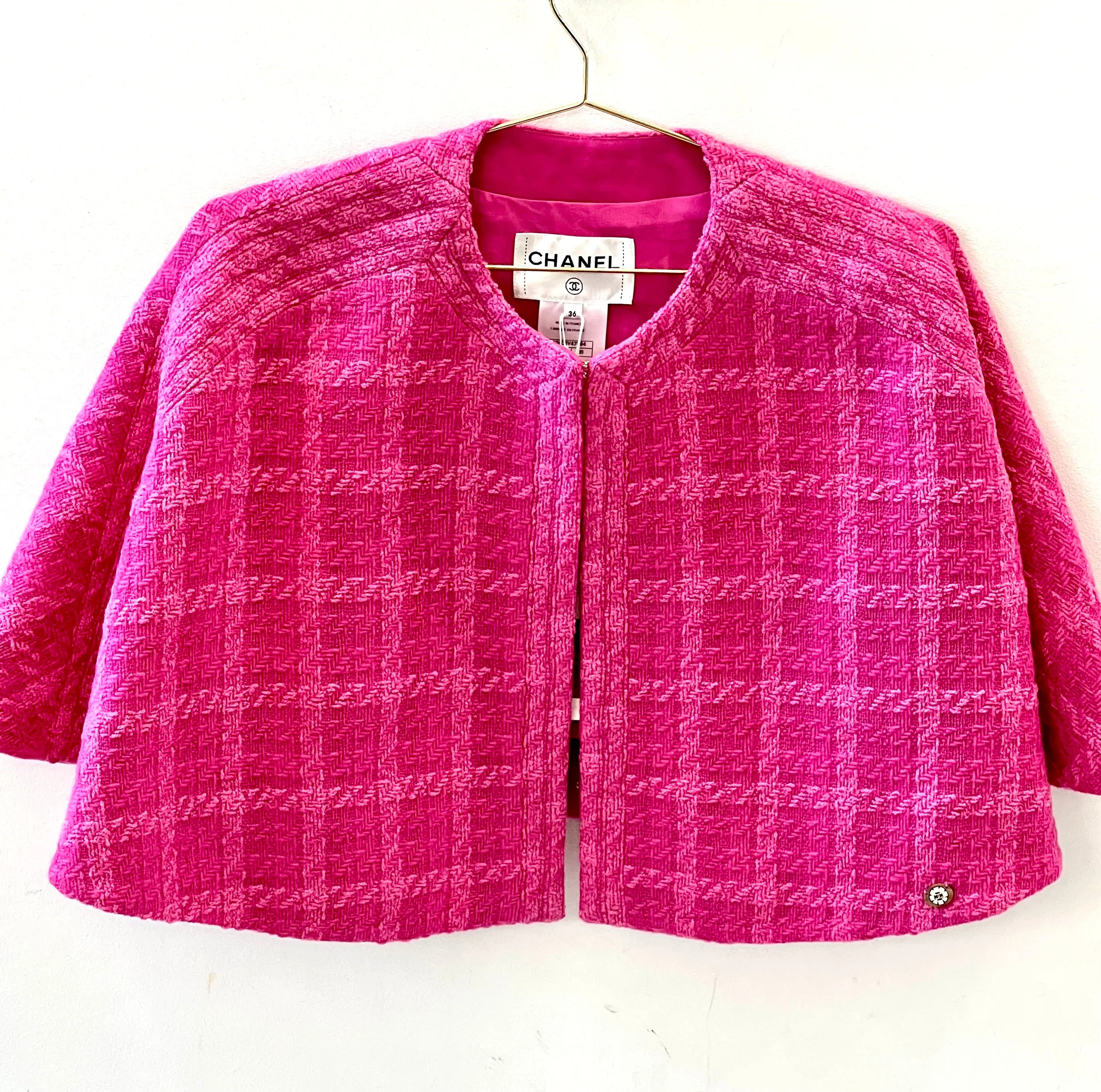 CHANEL CAMELLIA TWEED CAPE JACKET