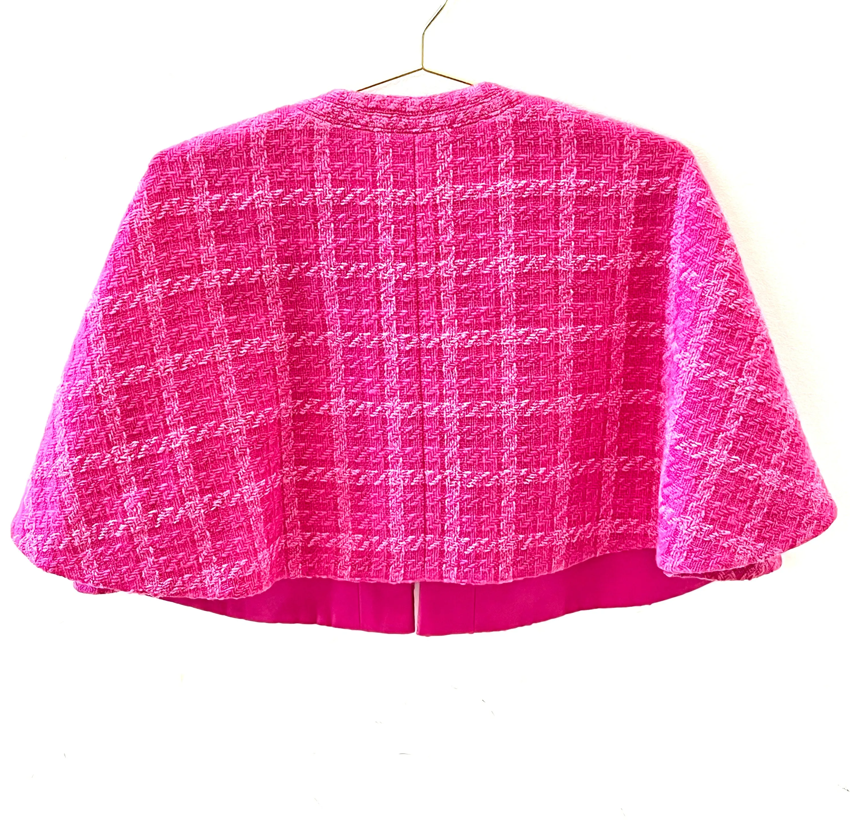 CHANEL CAMELLIA TWEED CAPE JACKET