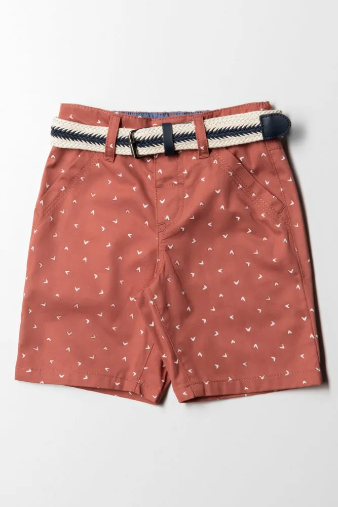 Chino Shorts With Belt Pink