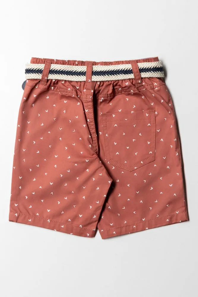 Chino Shorts With Belt Pink