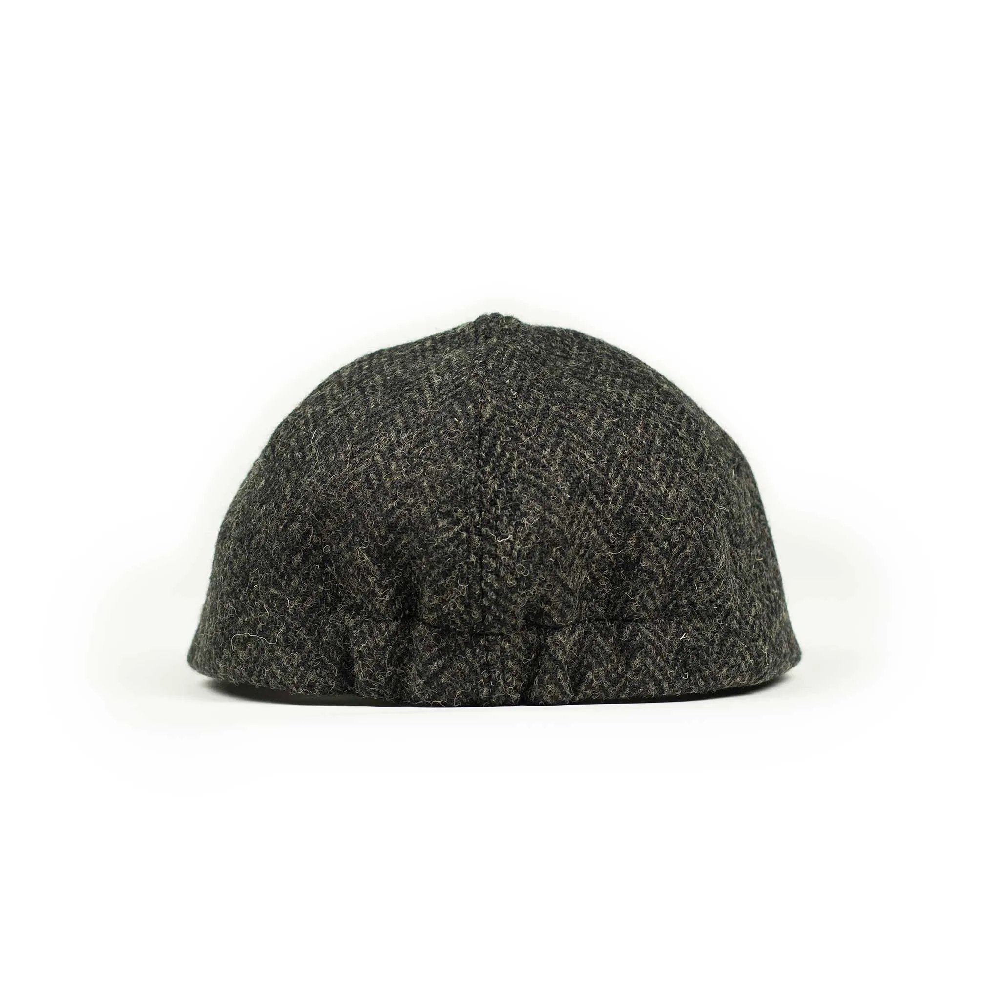 Classic 6 panel cap in charcoal Harris Tweed wool herringbone