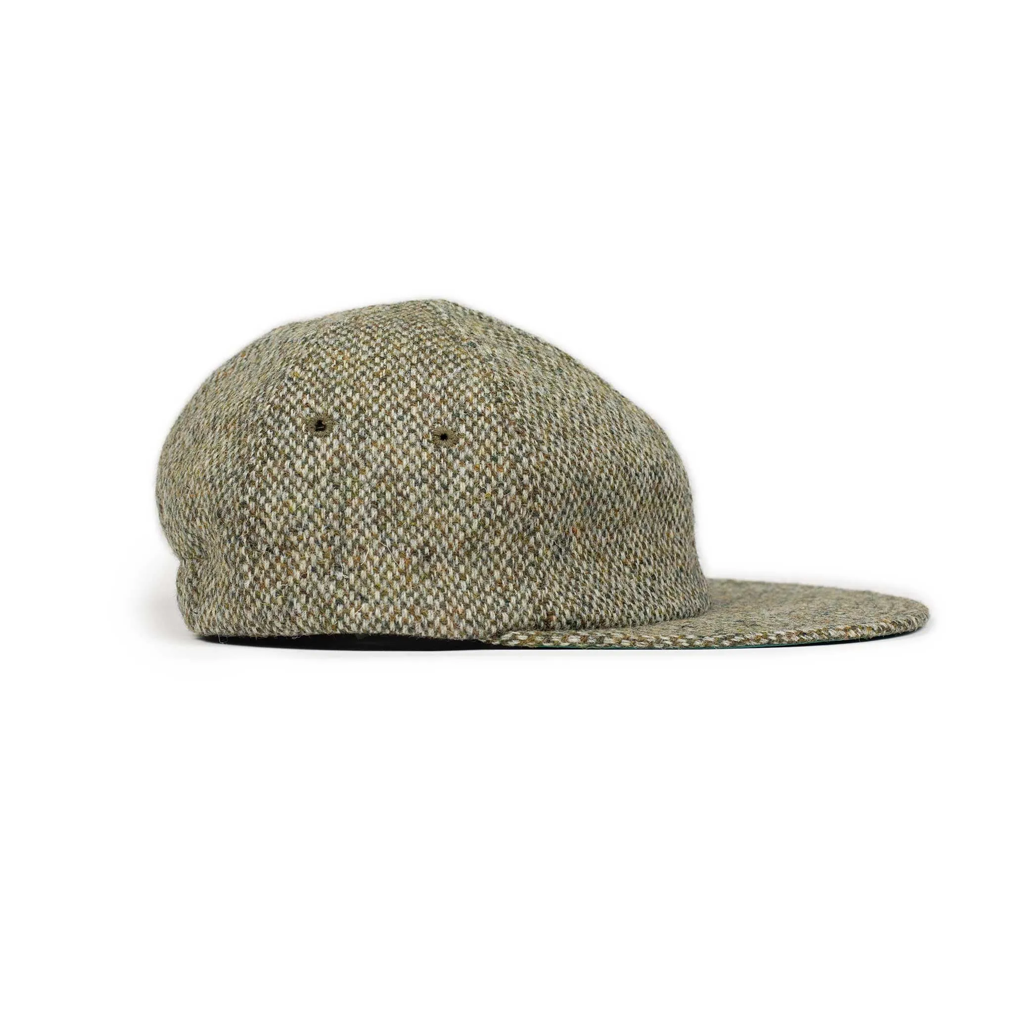 Classic 6 panel cap in wasabi Harris Tweed wool