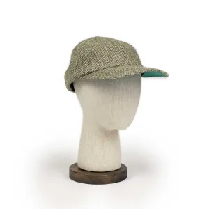 Classic 6 panel cap in wasabi Harris Tweed wool