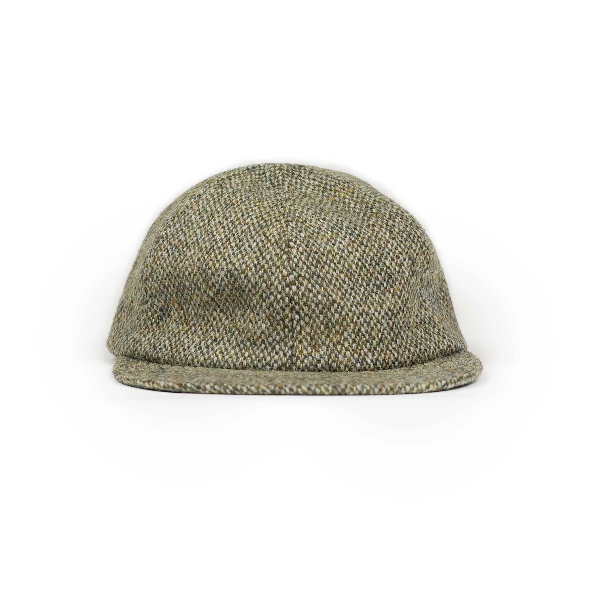 Classic 6 panel cap in wasabi Harris Tweed wool