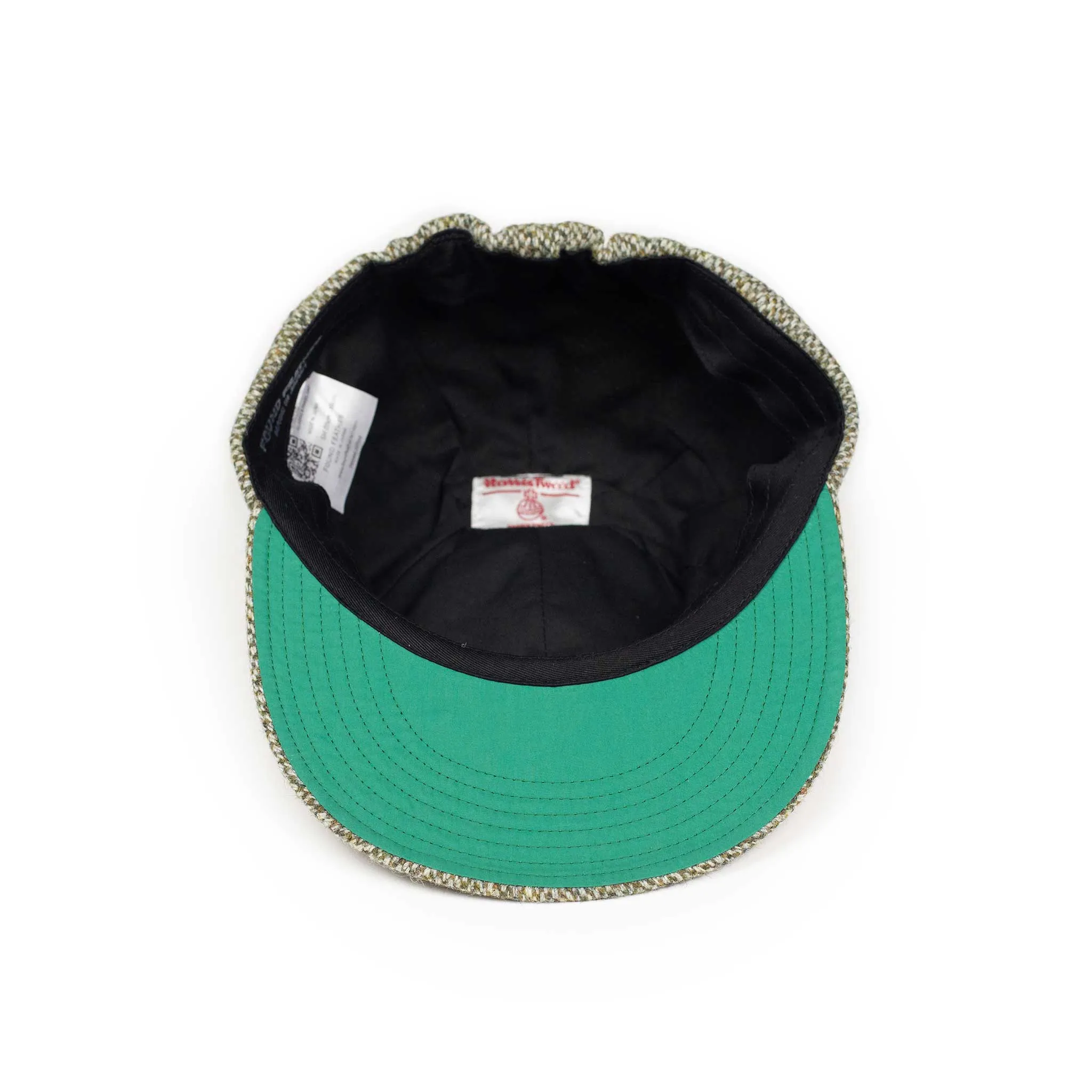 Classic 6 panel cap in wasabi Harris Tweed wool