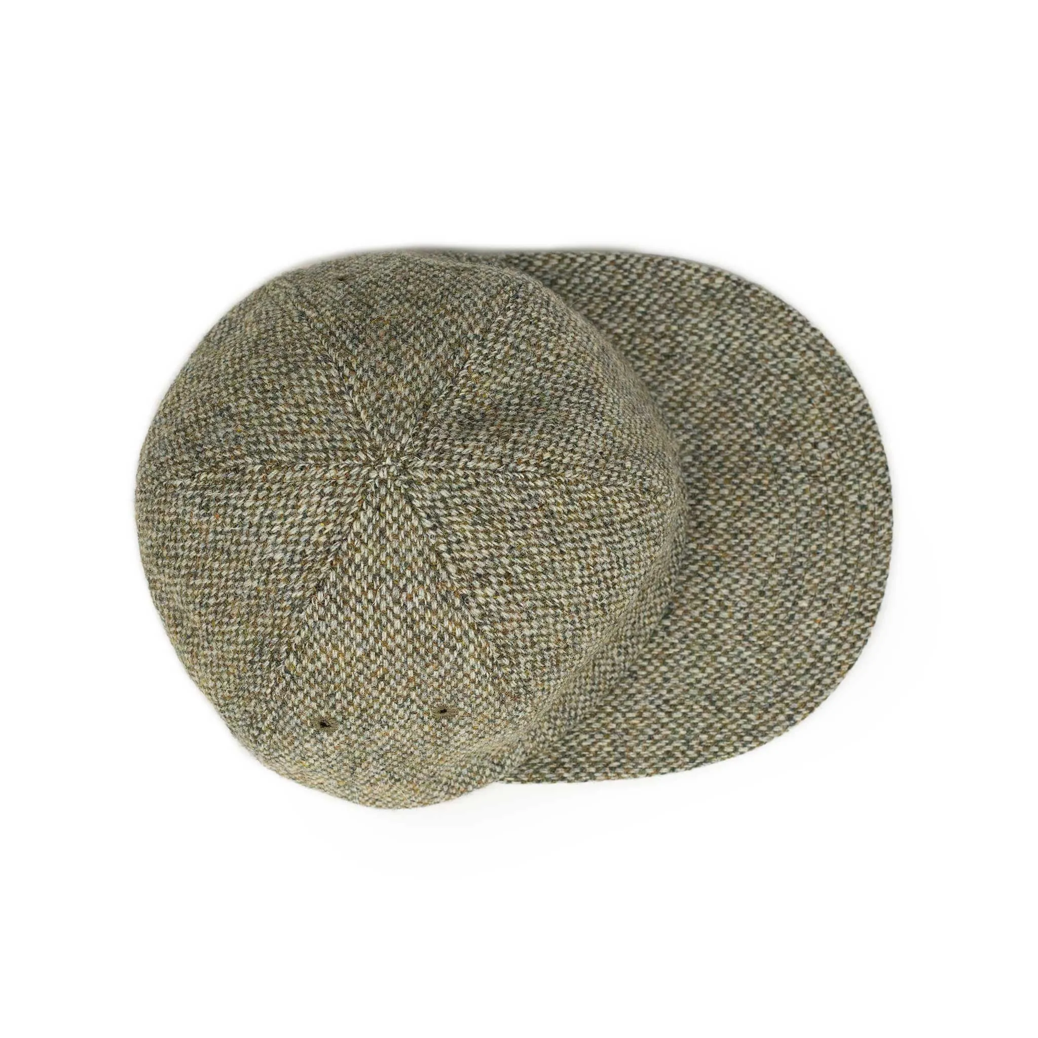 Classic 6 panel cap in wasabi Harris Tweed wool