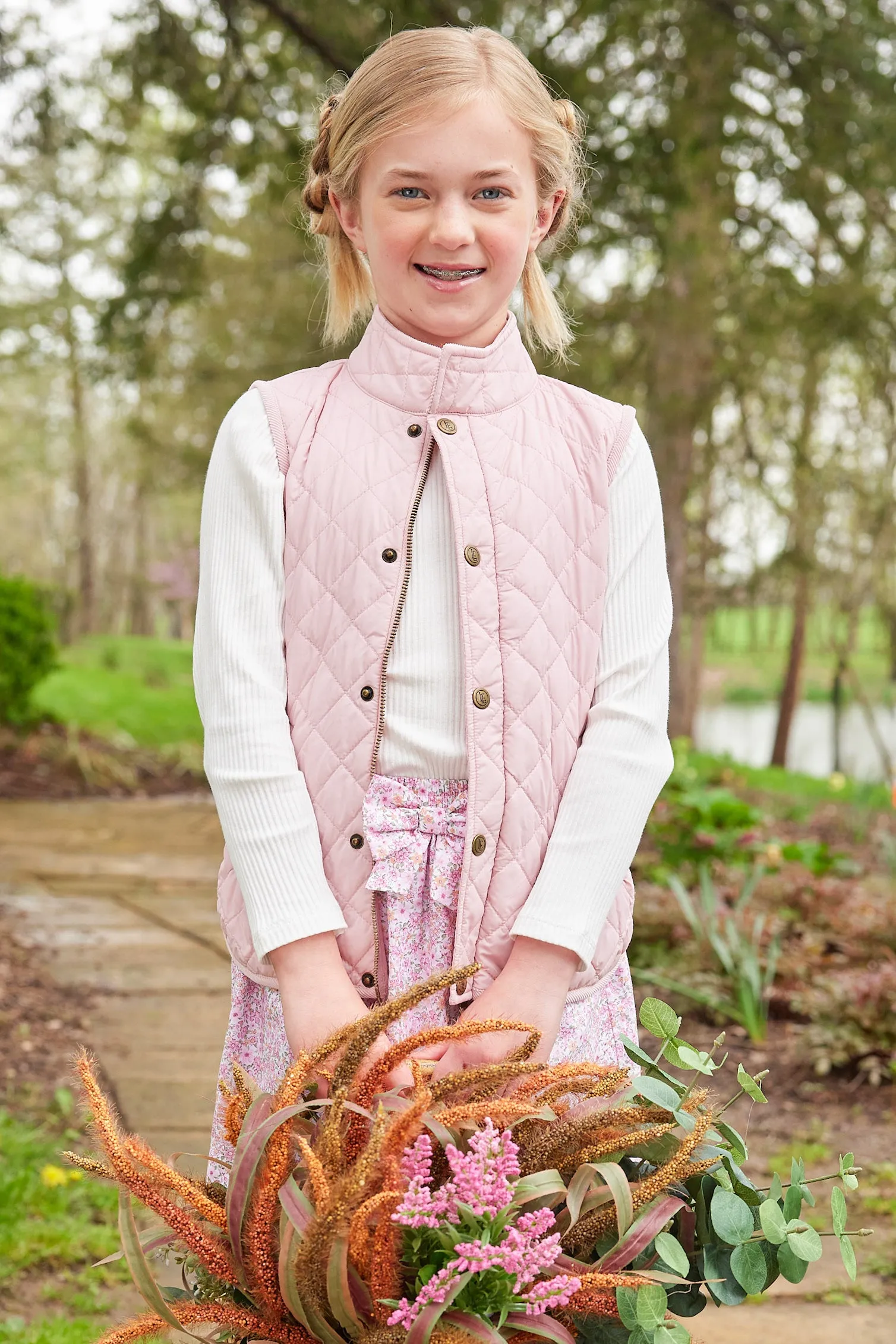 Classic Quilted Vest - Light Pink