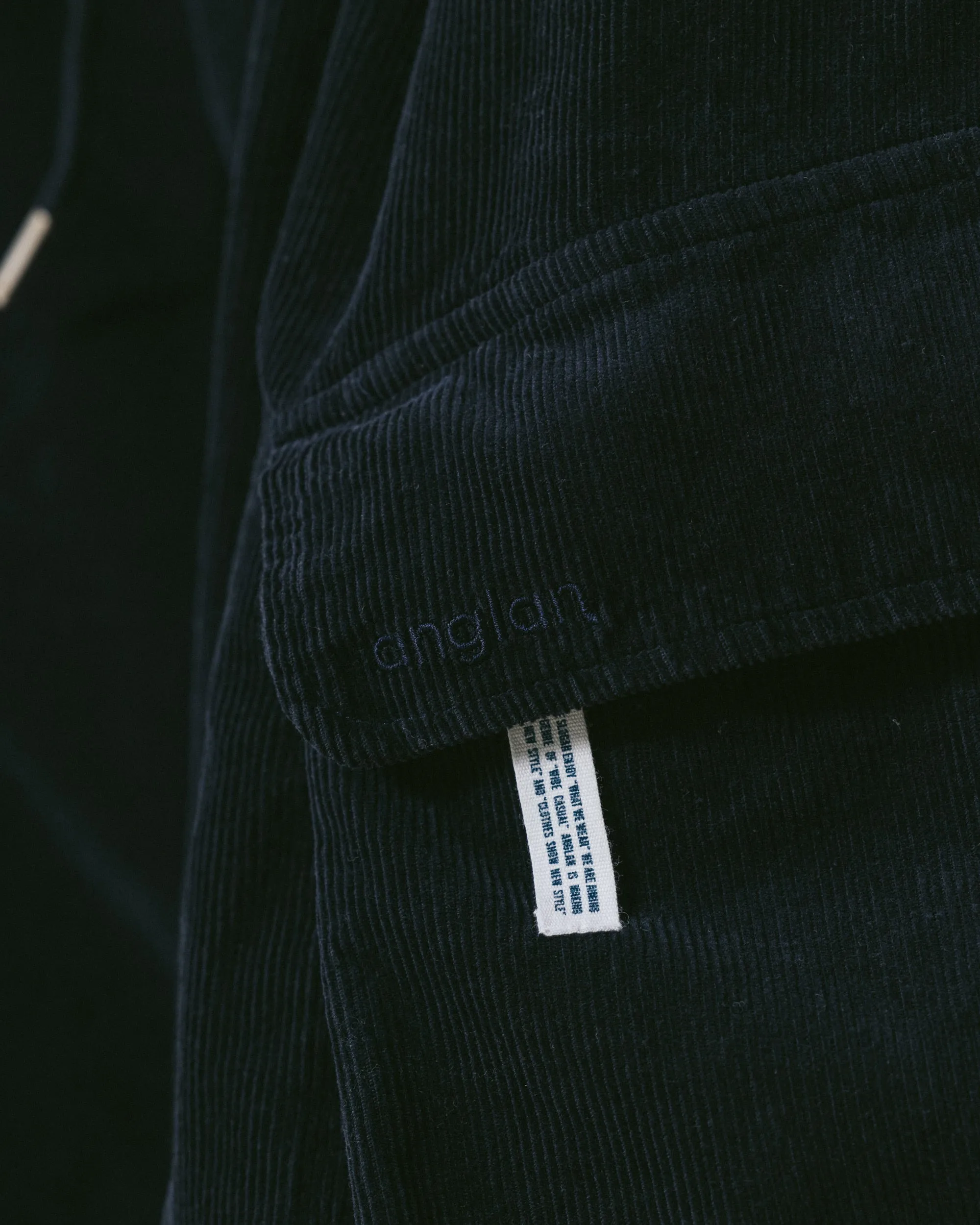 CORDUROY OBLIQUE CARGO BALLOON PANTS - NAVY