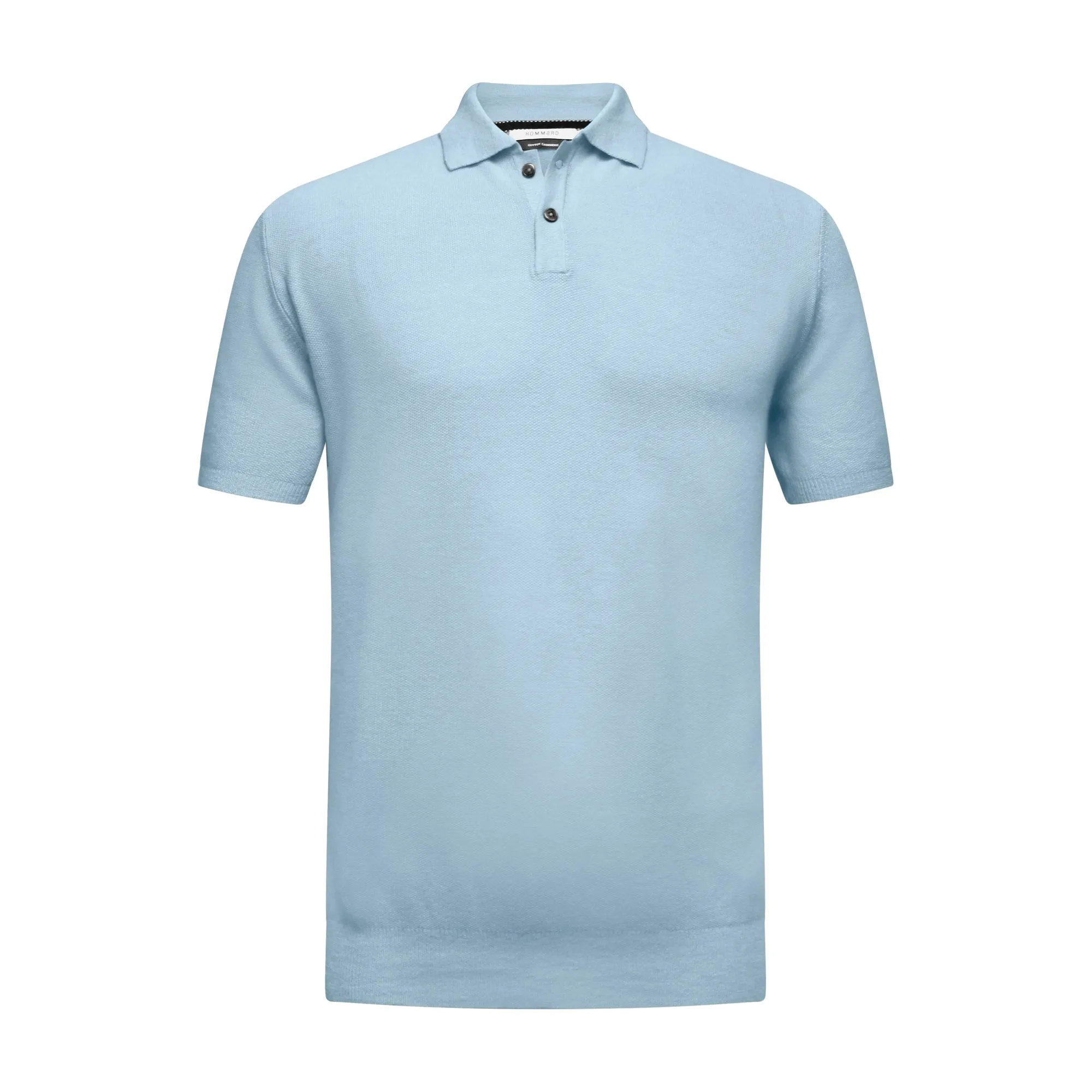 Cotton Cashmere Polo Shirt Cancale in fine pique stitch Light Blue