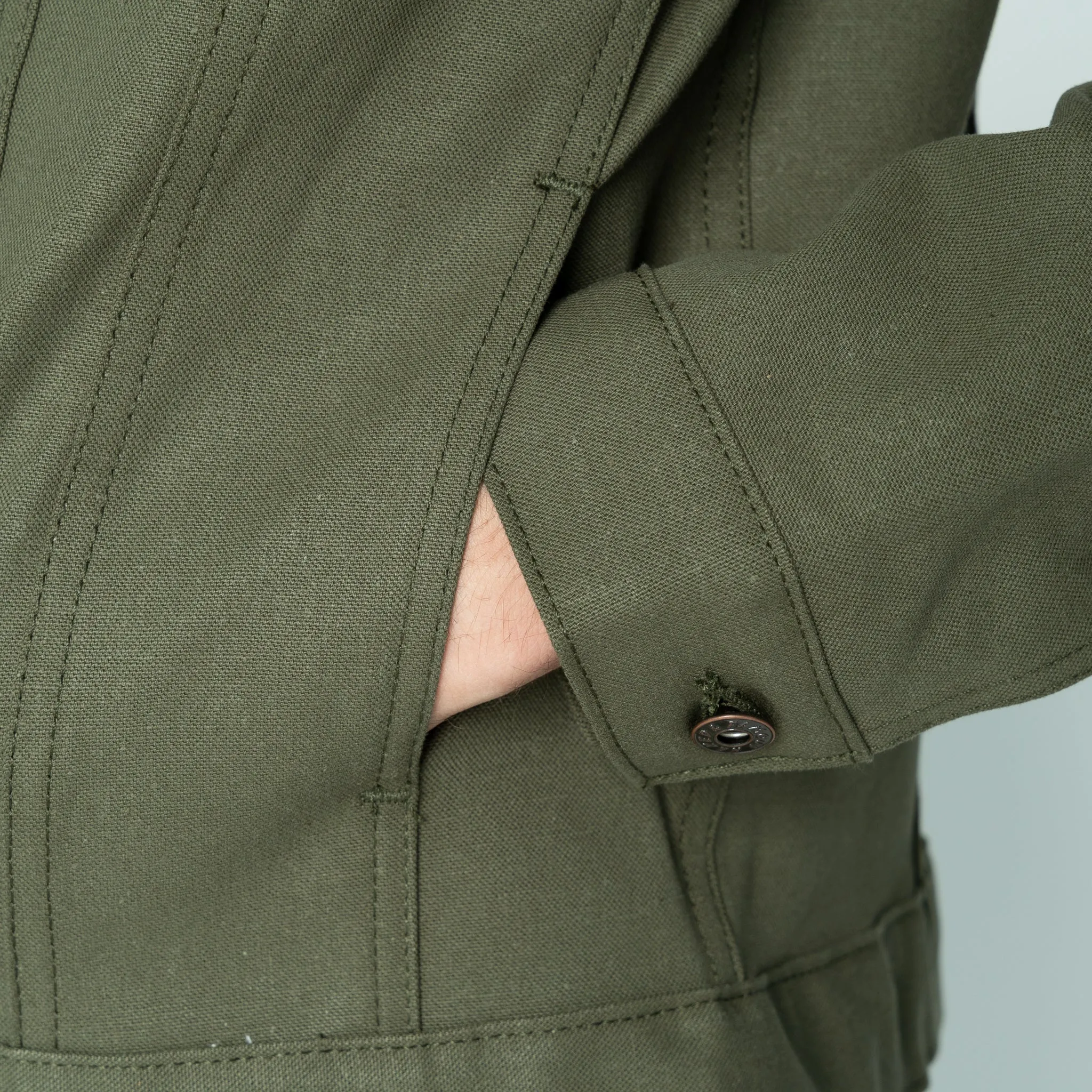 Denim Jacket  - Army Green Duck Selvedge