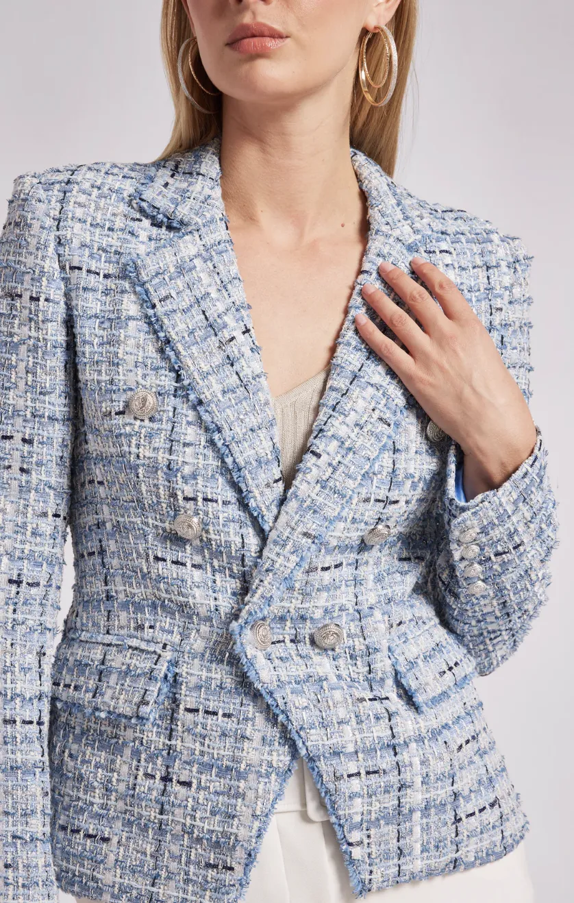 Eliza Tweed Blazer - Blue Mixed