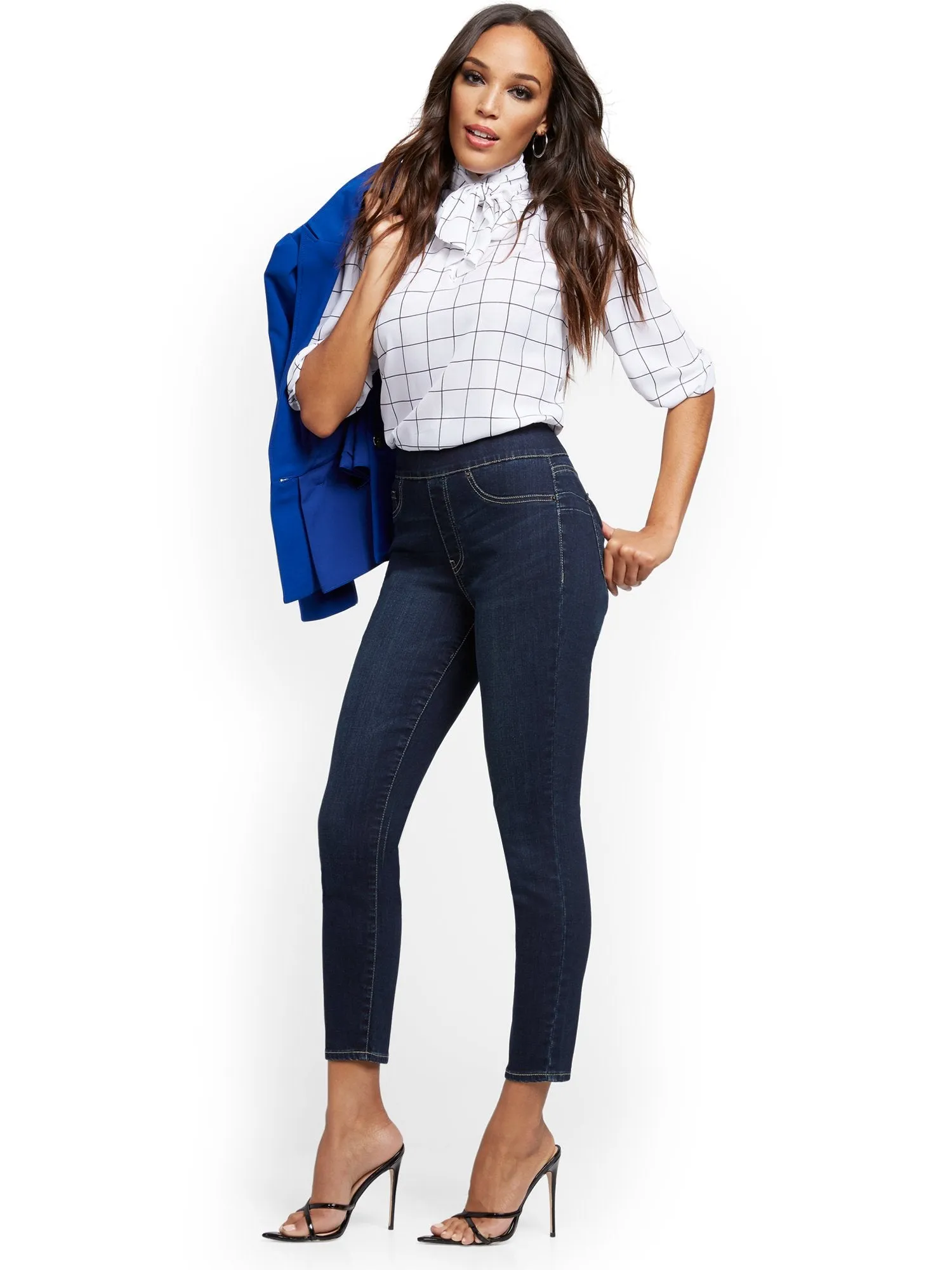 Feel Good High-Waisted No Gap Pull-On Super-Skinny Ankle Jeans - Moonlight Blue