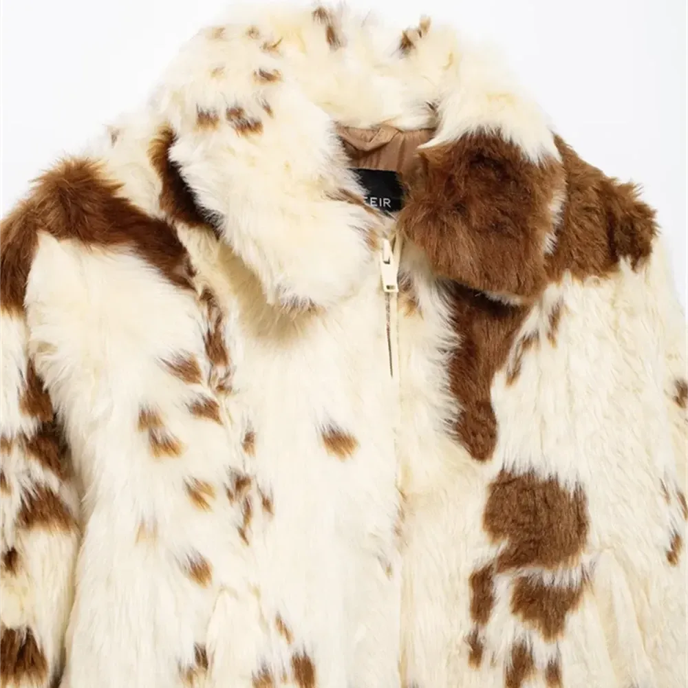 Felicity Faux Rabbit Fur Bomber Jacket