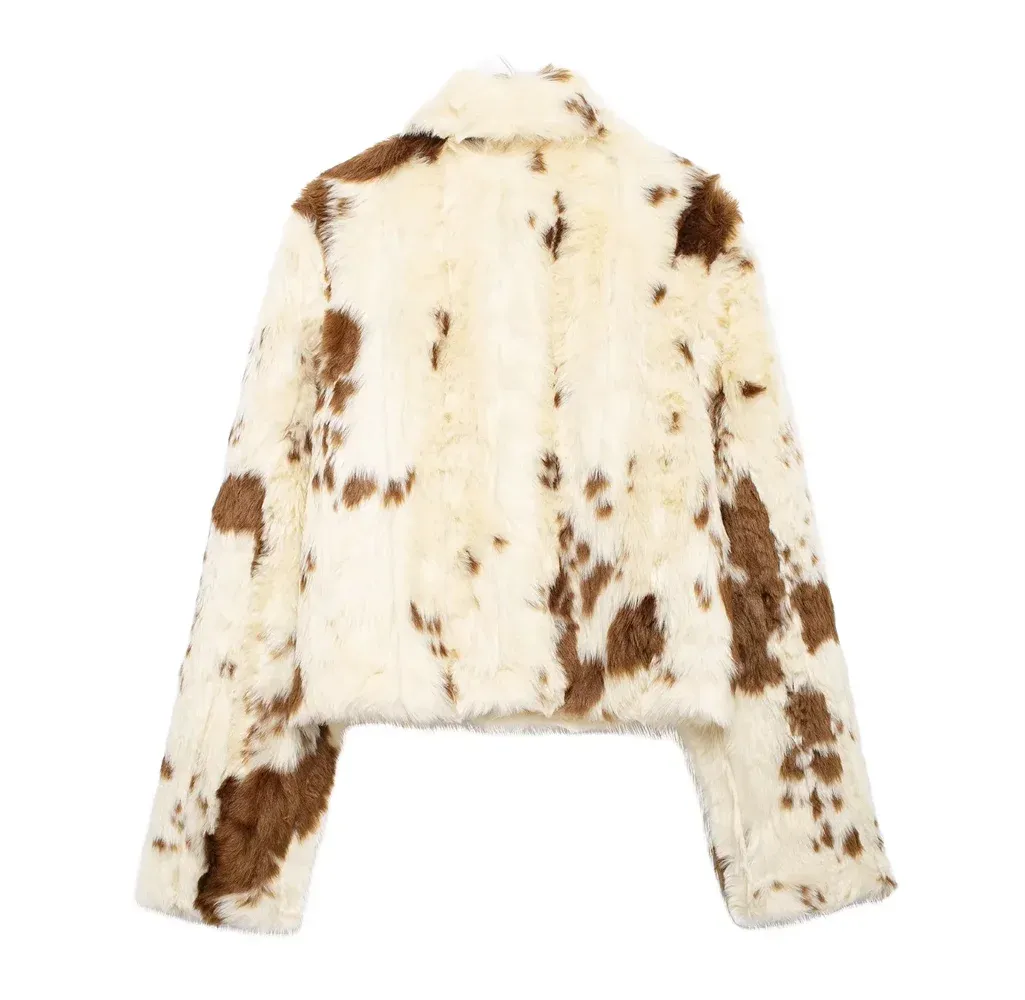 Felicity Faux Rabbit Fur Bomber Jacket