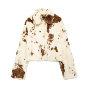 Felicity Faux Rabbit Fur Bomber Jacket