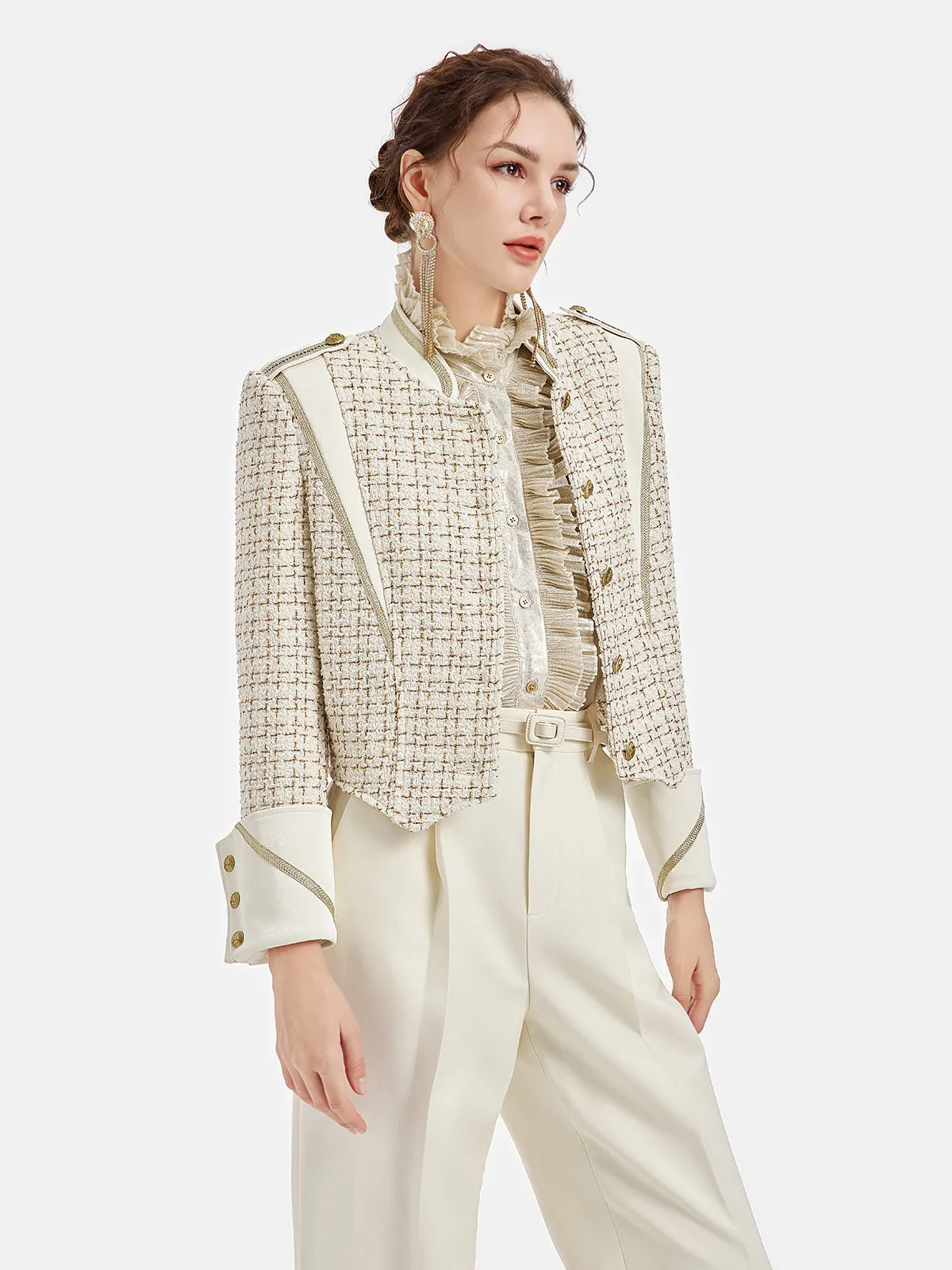 Gold Tweed Patchwork Court Jacket