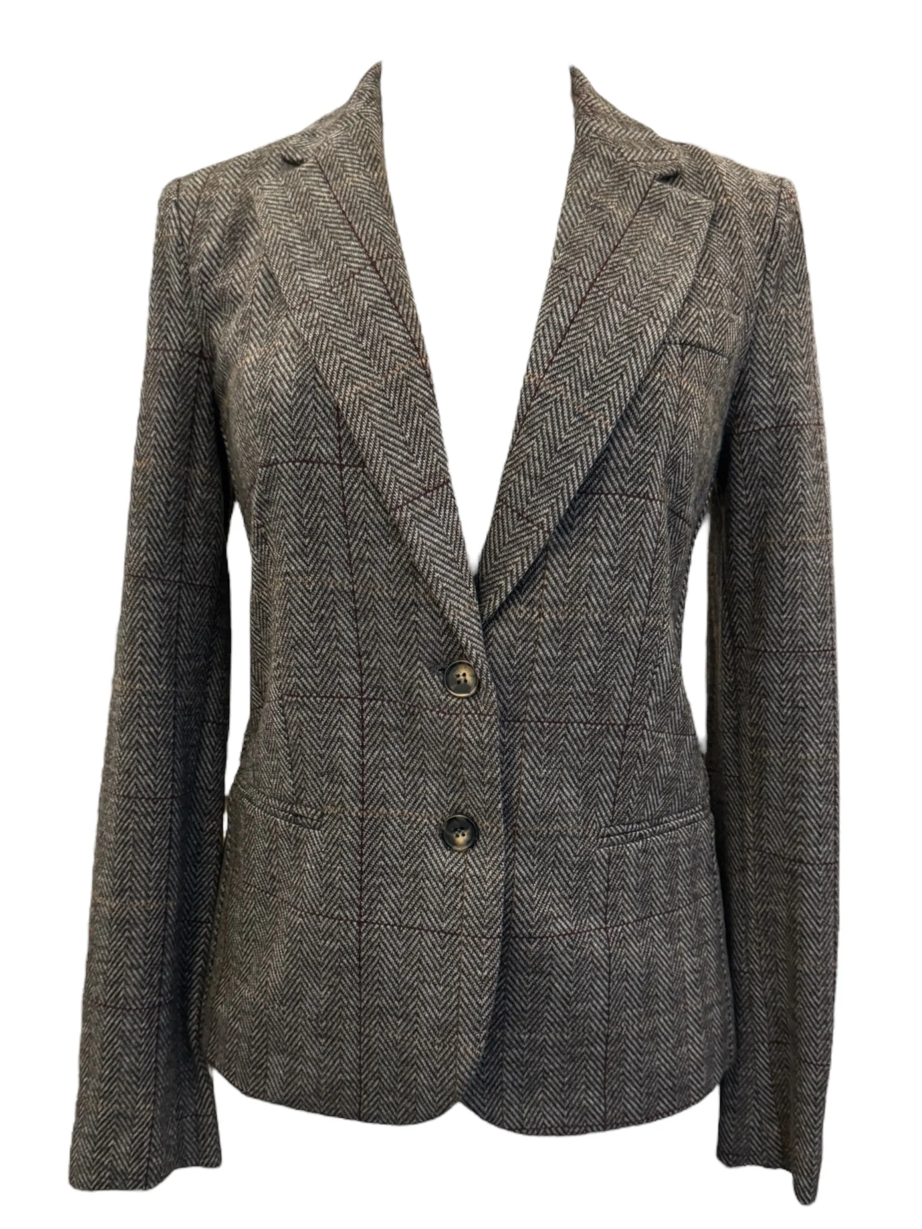 GoodMatch Stretch Blazer - Grey Herringbone Tweed