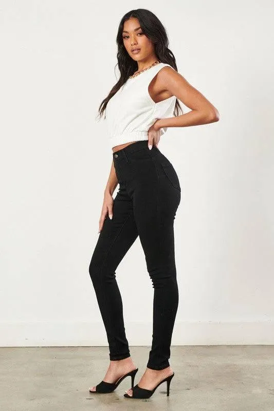 High Waisted Black Skinny Jeans