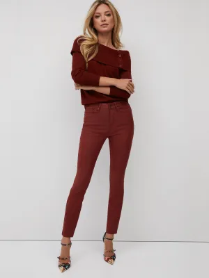 High-Waisted Coated Super-Skinny Jeans - Red