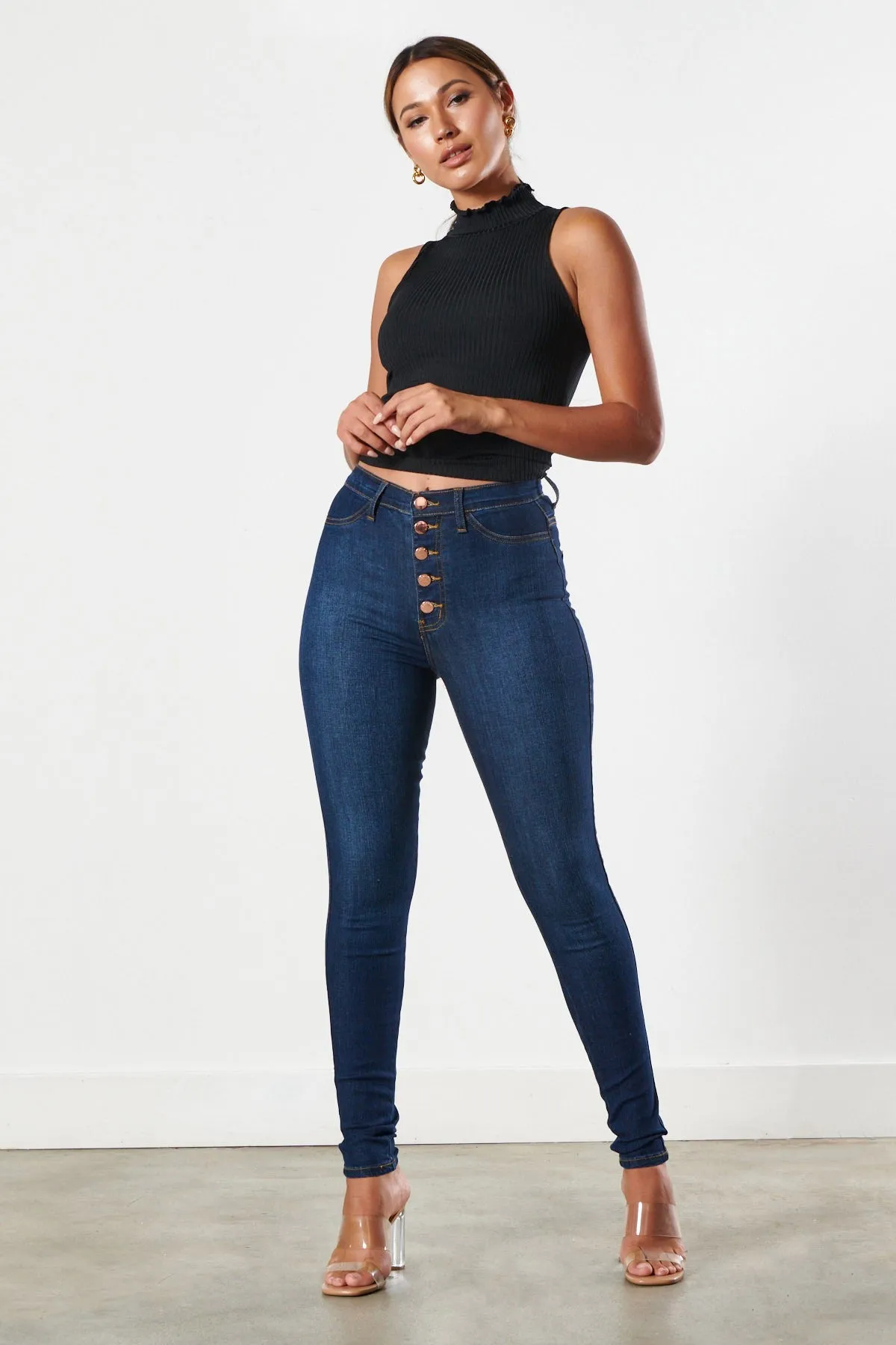 High Waisted Mimi Button Up Jeans