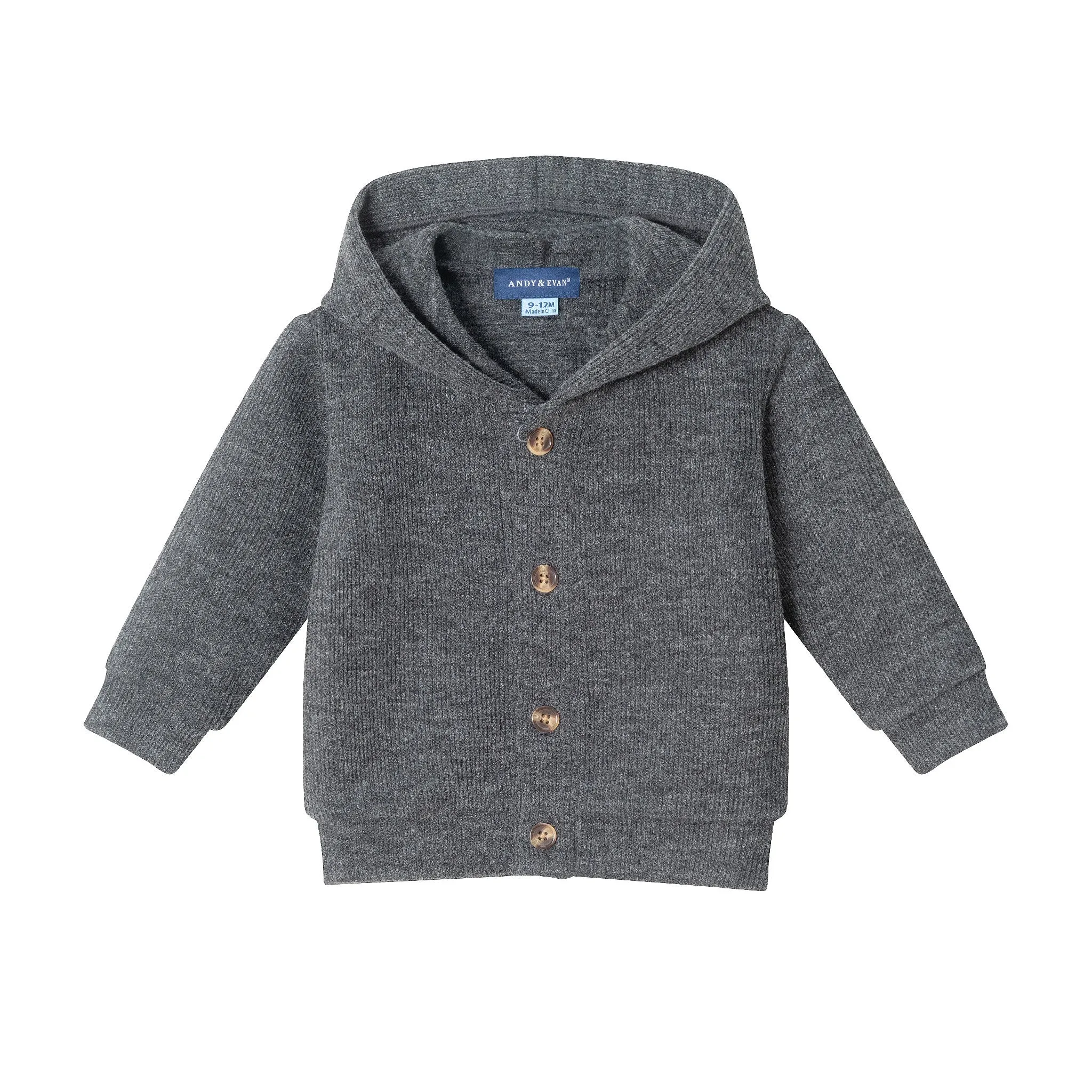 Infant 3-Piece Hooded Cardigan & Cord Set | Dark Grey