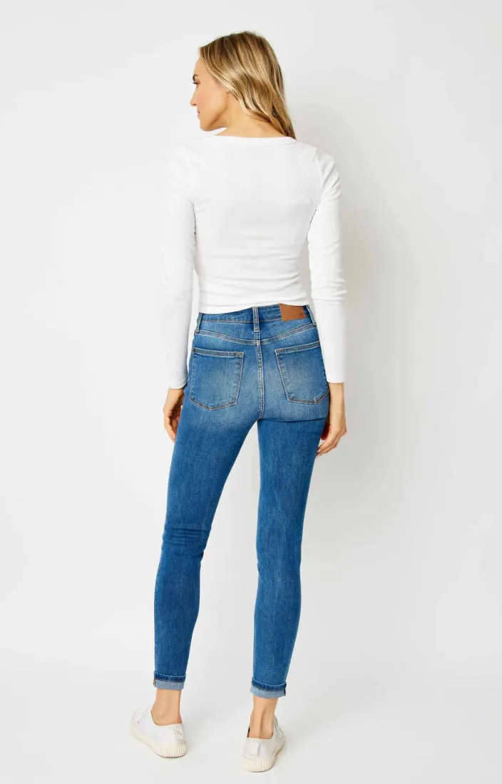 Judy Blue Cuffed Hem Skinny Jeans Sizes 5-15