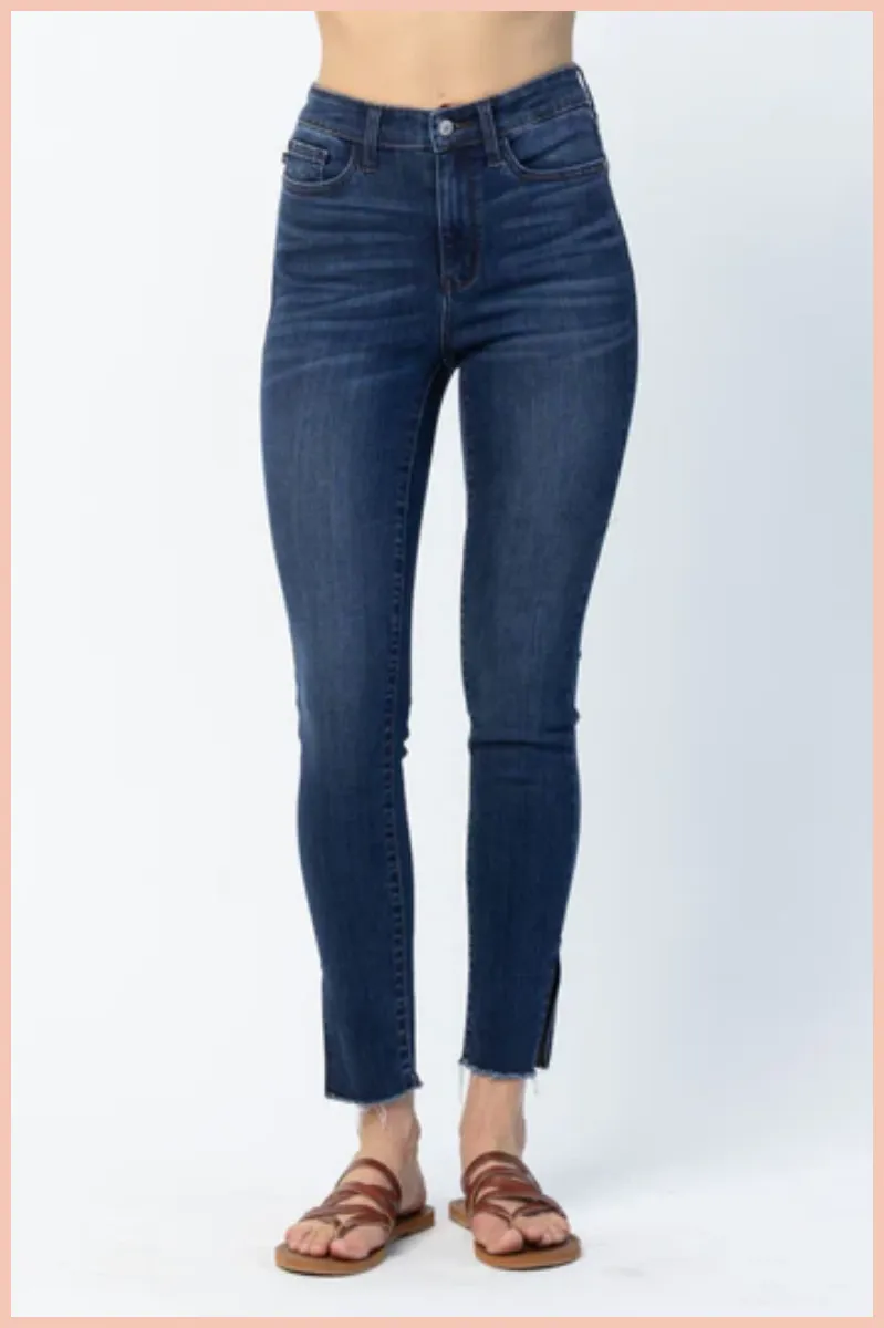 JUDY BLUE High Waisted Side Slit Skinny Denim