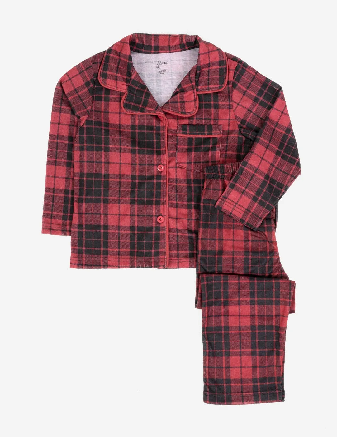 Kids Flannel Black & Red Plaid Pajamas