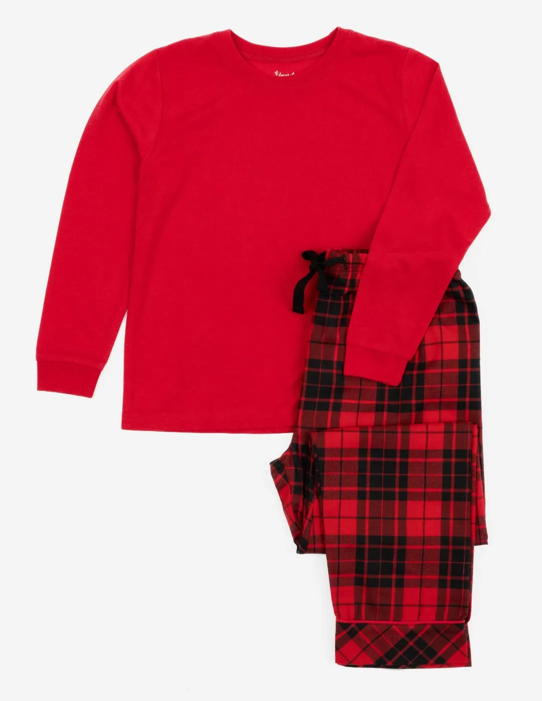 Kids Red & Black Plaid Flannel Set