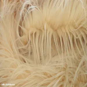 Latte Shaggy Mohair Faux Fur Fabric/ 3-4 Inches Long Pile