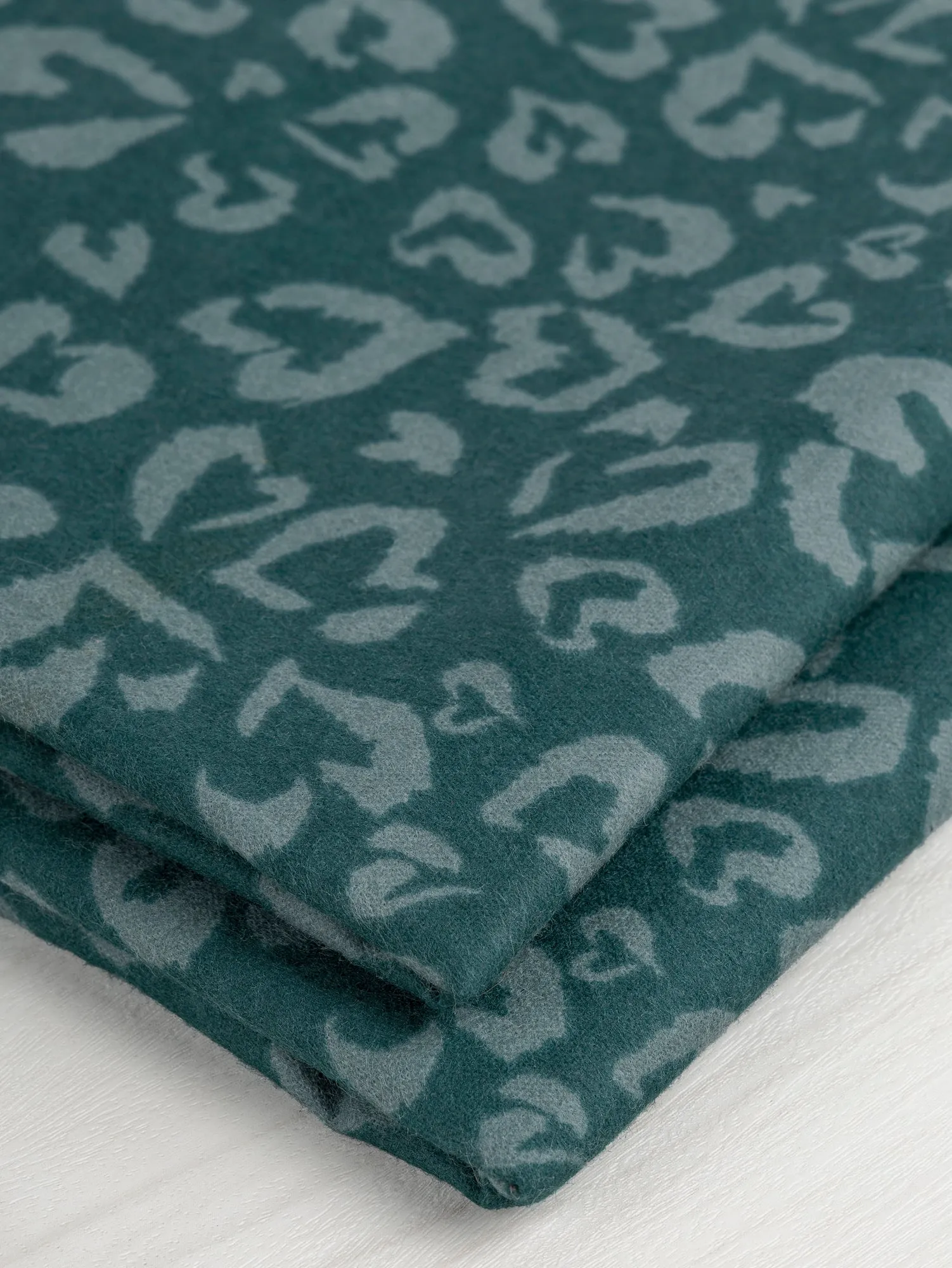 Leopard Print Cotton Flannel Deadstock - Forest Green - Swatch