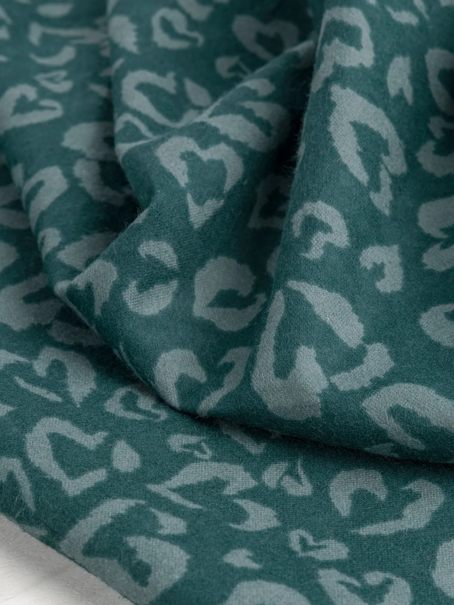 Leopard Print Cotton Flannel Deadstock - Forest Green - Swatch