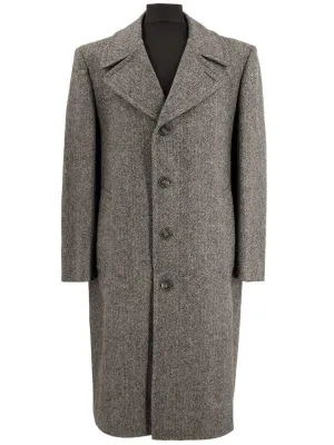 London Fog Grey Vintage Herringbone Tweed Coat