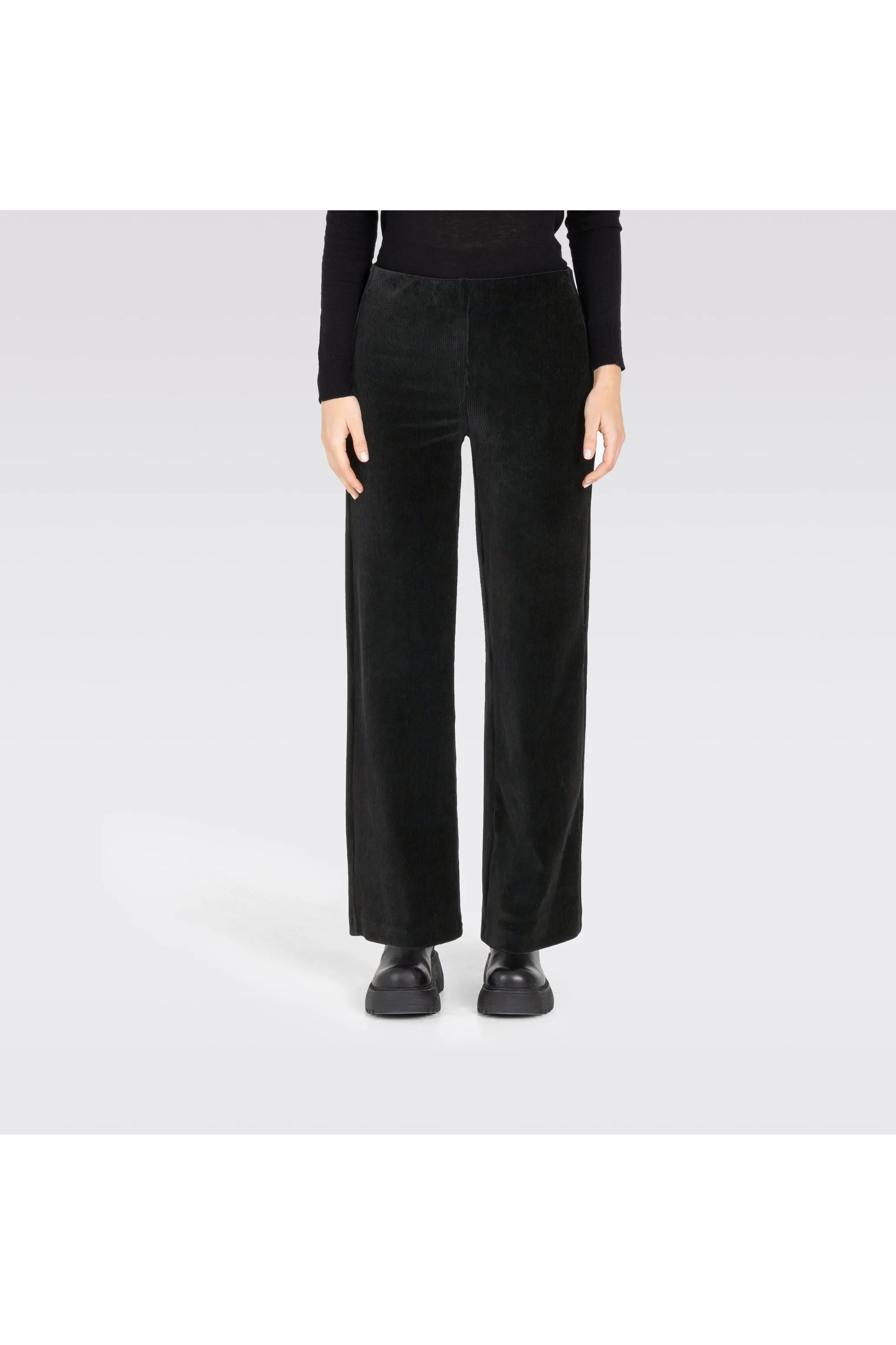 Mac Jeans Anna Wide Cozy Corduroy Jersey 2215-00-0104 | 090 Black | Clearance Final Sale