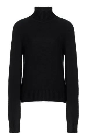 Madden Knit Turtleneck Sweater in Black Cashmere