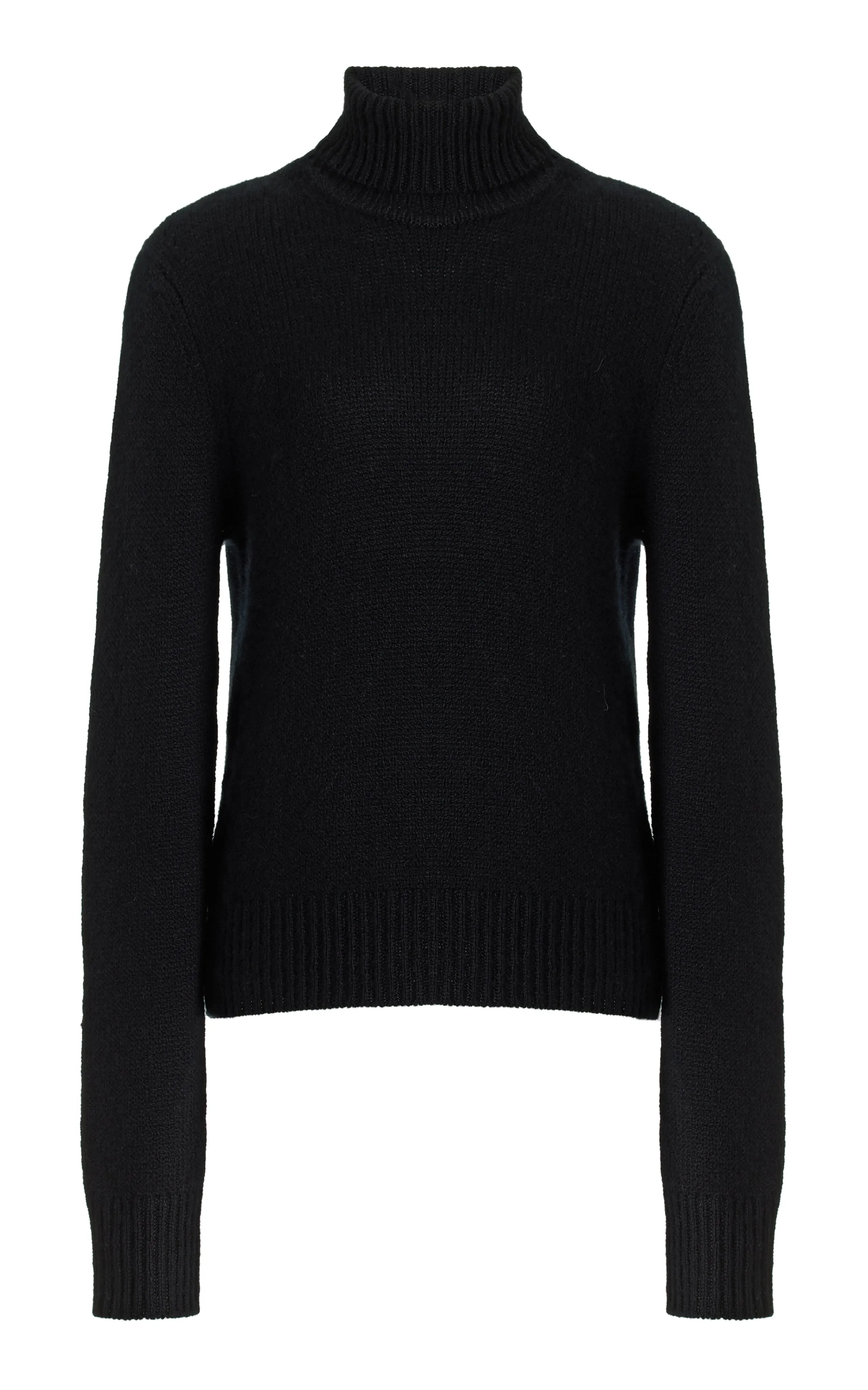 Madden Knit Turtleneck Sweater in Black Cashmere