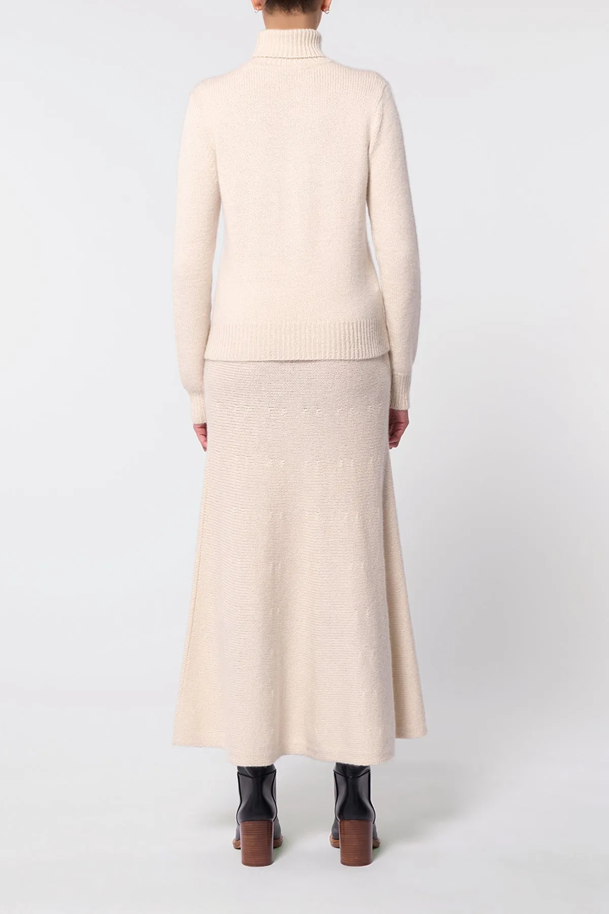 Madden Knit Turtleneck Sweater in Ivory Cashmere